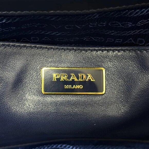 PRADA Gathered Bag Navy Nylon Leather - Handbag 593-081325 - Picture 9 of 9